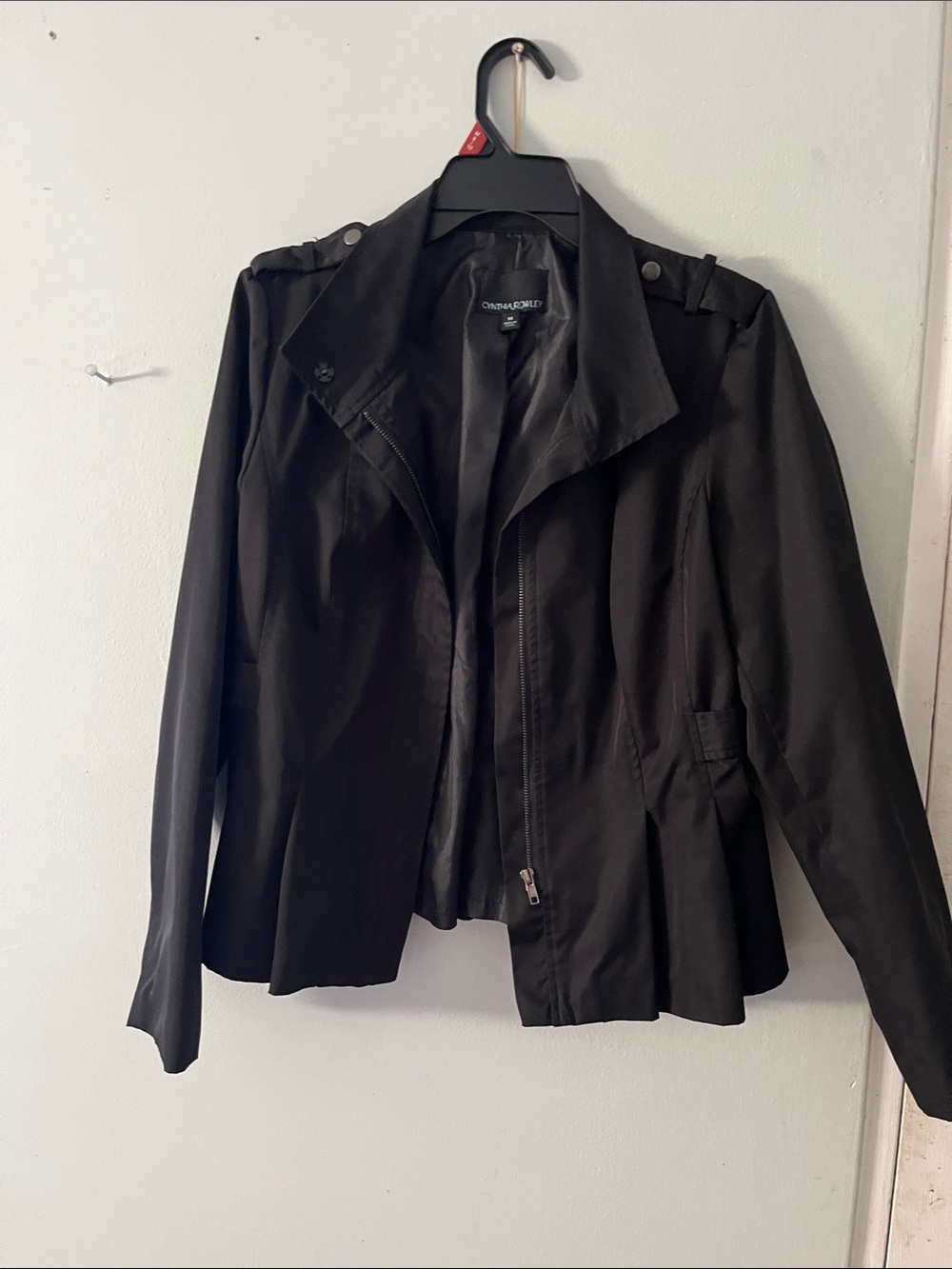 Cynthia Rowley Black Tailored Zip-Front Jacket